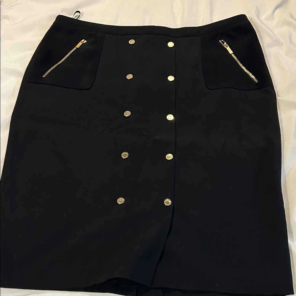 Calvin Klein Collection Black Skirt with Gold Buttons